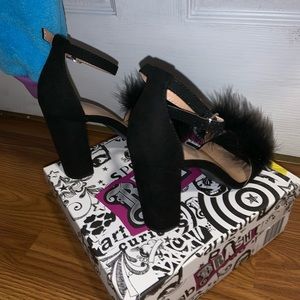Shoes - Black fuzzy heels Shoes - Black fuzzy heels